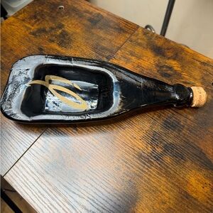 Decorative Dish Serving Platter Ash TrayMade From Flattened Prosecco Bottle